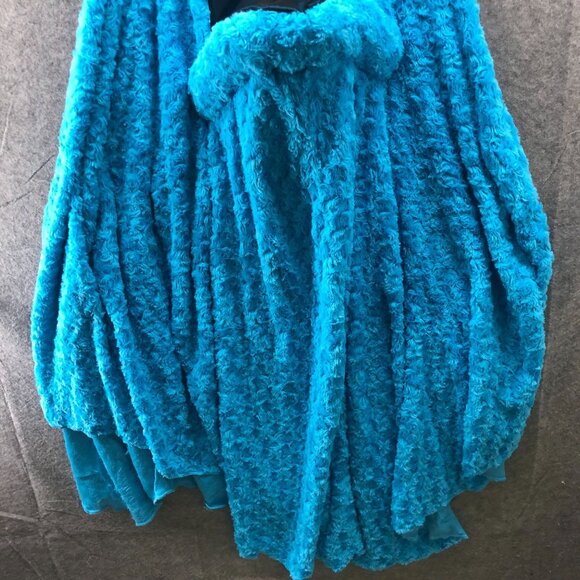 Cookie Monster Costume Poncho Adult One Size Eyes Antennae Hooded Blue Faux Fur - Picture 7 of 9